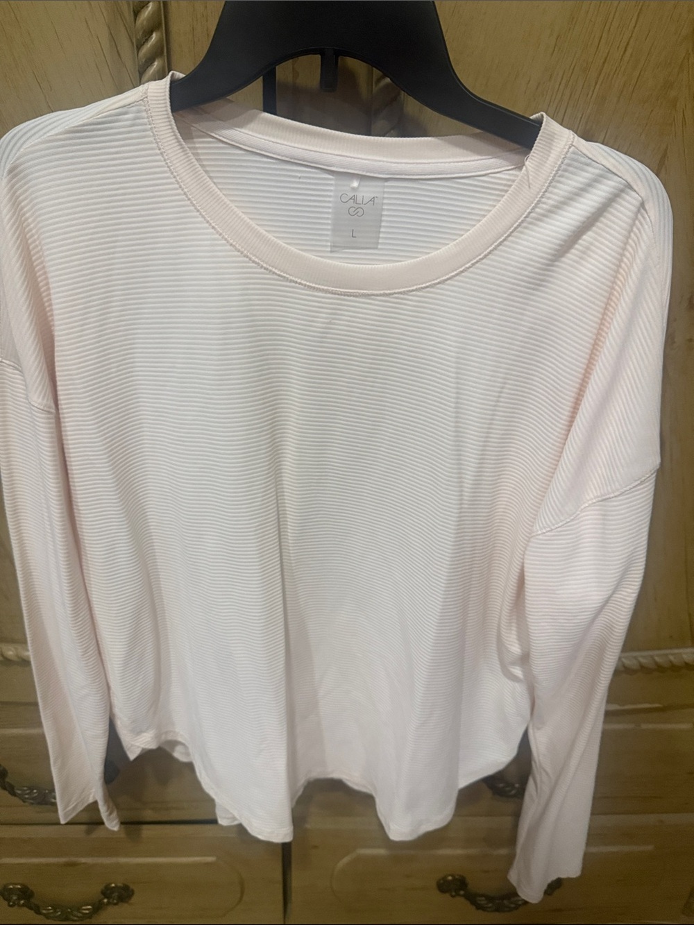 Calia Women's Long-Sleeve Ribbed Crewneck Tee - Light Pink